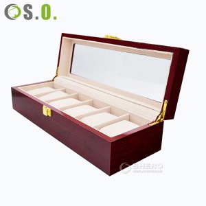 6 Slots Watches Package Wooden Grain Pu Leather Storage Luxury Watch Display Box