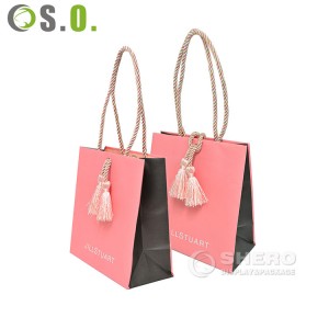 Customized Logo Design Printing Luxury Paper Bag Gift Packaging Bag Shopping Paper Bag with Ribbon Handle