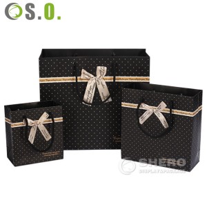 Gift Packaging Shopping Paper Bag With Own Design Wholesale Personalized Logo Luxury Fancy Paper Black