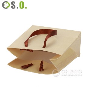 Custom Luxury Clothing Paper Gift Bags with Ribbon Handles Paper Shopping Packaging Bag for Business