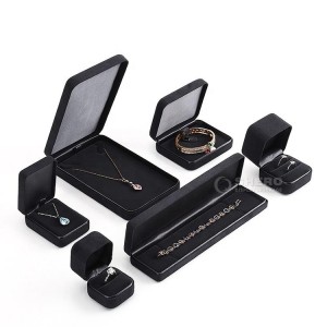 Wholesale custom logo stock velvet black jewellery packaging pendant bracelet ring gift black velvet jewelry box