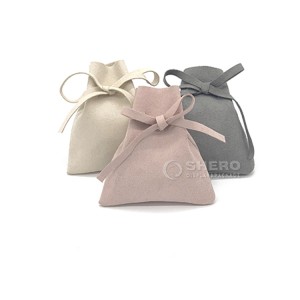 Großhandel kundenspezifische Beige-Rosa-Mikrofaser-Wildleder-Schmuckverpackungsbeutel Kordelzug-Geschenk-Schmuckbeutel mit Logo