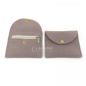 Customized Jewelry Box With Jewelry Packaging Pouch with Snap Button and zipper Microfiber Jewelry Pouch