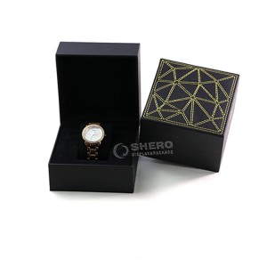 Shero Custom Logo Luxury Watch Box With Pillow Leatherette Paper Finished Watch Boxes