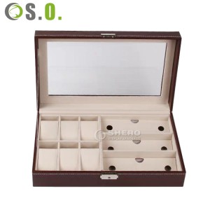 Custom logo 6 12 24 slots luxury pu leather gift packaging watch storage box black single watch case band strap display box