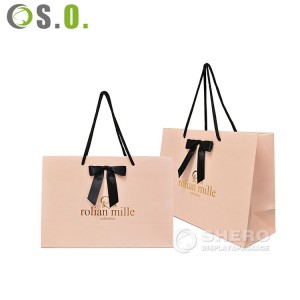 Recyclable Shopping Clothing Bag Packaging Luxury Gift Paper Bags Pink Printing Logo Printing Bags