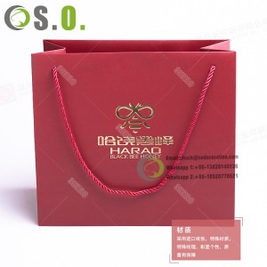 Luxury Red Gift Paper Bag Printed Logo for Shoes Clothes Shopping Wedding Gift Jewelry Packaging With Three Standed Rope Handles