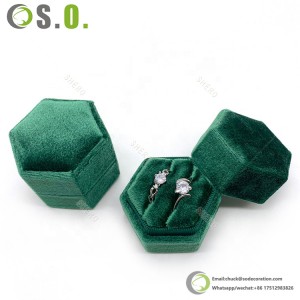 Luxury Lid and Base Pendant Necklace Bracelet Ring Boxes Custom Logo Gift Velvet Hexagon Jewelry Box