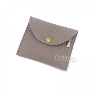 Customized Jewelry Box With Jewelry Packaging Pouch with Snap Button and zipper Microfiber Jewelry Pouch