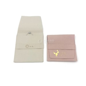 Custom Logo Anti Dust Jewellery Bag Packaging Bags Folded Velvet Small Envelope Button Flap Microfiber Jewelry Pouch