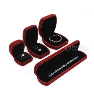 SHERO Red Velvet Round Jewelry Box For Gif Wedding Ring Bracelet Necklace Box