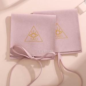 Custom Logo Printed Small Envelope Flap Package Pouch Luxury Microfiber Necklace Jewelry Bag