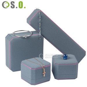 Wholesale high quality custom square black packaging gift velvet ring jewelry box