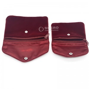 Custom logo printed small envelope flap suede jewelry bag velvet pouches with button