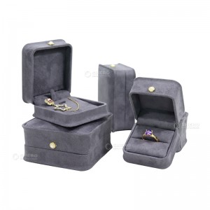 customized logo button velvet ring jewelry box pendant bracelet gift jewelry packaging box full set