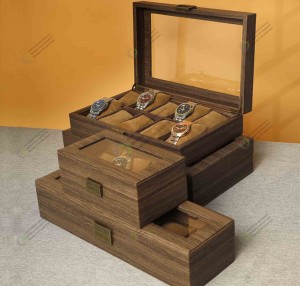 Professional Design Custom Portable Travel Watch Organizer Luxury Leather Storage Box with Wooden Packaging