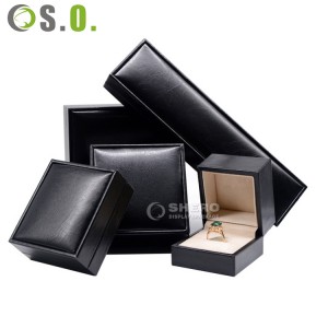 Shero Wholesale Ring Necklace Pu Leather Jewelry Box Set Custom Black Jewelry Packaging Box