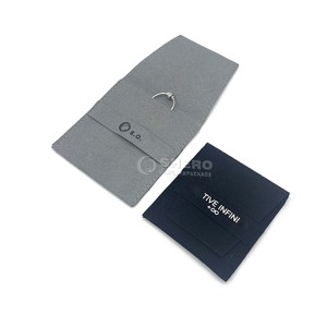 Custom Logo Anti Dust Jewellery Bag Packaging Bags Folded Velvet Small Envelope Button Flap Microfiber Jewelry Pouch