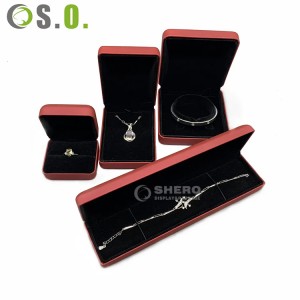 Factory Wholesale Custom logo Gift box Gold rim Velvet jewelry Box set Wedding Ring Pendant Necklace Box