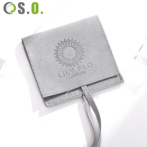Custom Logo Printed Small Envelope Flap Package Pouch Luxury Microfiber Necklace Jewelry Bag