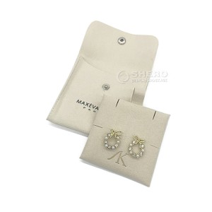Luxe op maat gemaakte sieradenzakje verpakking microfiber flap envelop ketting armband sieraden tas