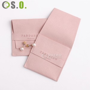 Bolsa de encargo de la joyería del regalo de la joyería del terciopelo de la microfibra con el pequeño bolso rosado de la joyería del logotipo para el pendiente