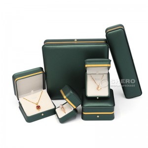 Custom Ring Box Pedant Box High End Green PU Leather Jewelry Packaging Box with Logo