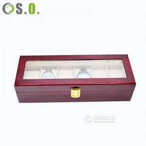 6 Slots Watches Package Wooden Grain Pu Leather Storage Luxury Watch Display Box
