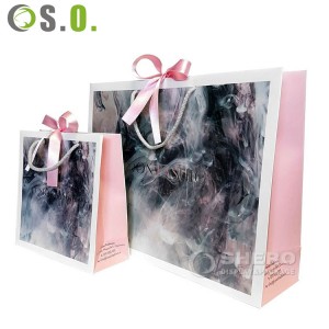 Wholesale Custom Logo Cardboard Packaging White Black Luxury Gift Shopping Jewelry Paper Bag With Handles