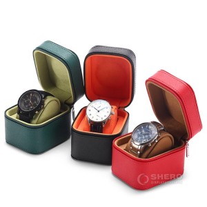 Custom single gift packaging storage watches case for Men travel portable luxury pu leather watch box