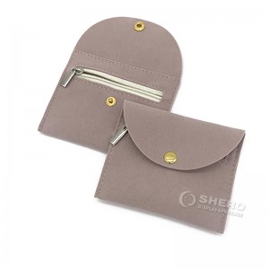 Customized Jewelry Box With Jewelry Packaging Pouch with Snap Button and zipper Microfiber Jewelry Pouch