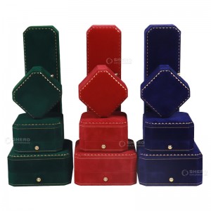 SHERO jewelry package box Luxury wine red cream Velvet jewelry box gift portable earring jewelry ring packaging boxes