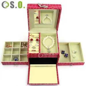 Wholesale Custom Black PU Leather Drawer Jewelry Box Organizer Packaging Box Ring Earring Necklace Bracelet Jewellery Box