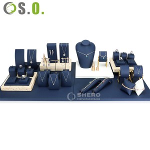 Customized Full Set Jewelry Display Props Necklace Jewelry Shelf Bracelet Display Window Suede Leather Display Set