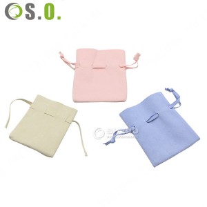 Custom Logo Microfiber leather Jewelry pouch drawstring Jewel Packaging pouch Bracelet Ring necklace bag Pouches