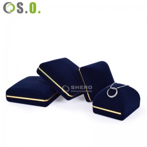 Kích thước logo tùy chỉnh Hộp bao bì trang sức với hộp trang sức nhung sang trọng Gold Edge