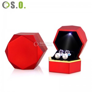 Shero Factory wholesale black led lighting jewelry box luxury ring earrings jewelry packaging box