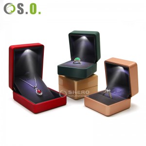 Luxury Custom Ring Necklace Pendant Bracelet Earring Watch Led Light Leather Velvet Jewelry Box Packaging With Logo