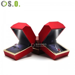 Wholesale Leather LED Jewelry Box Wedding Ring Boxes With Led Light