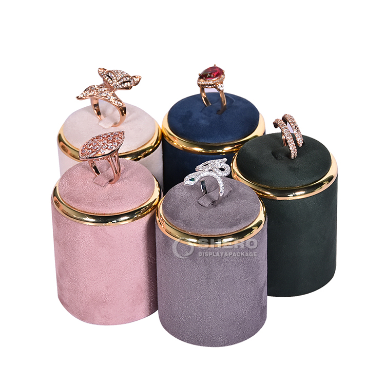 Wholesale Gold Rim Velvet Ring Stand Premium Jewelry Display Cone for Ring Photography & Retail Shop