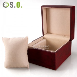 Wholesale Luxury Red Wood Watch Box With Portable Pillow Solid Wood Special Design Watch Organizer Box