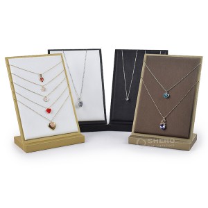Square base metal frame microfiber jewelry card display rack pendant necklace display stand jewelry display stand