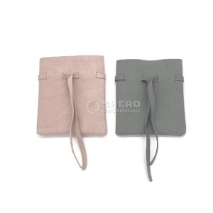 Wholesale Custom Beige Pink Microfiber Suede Jewellery Packaging Bag Drawstring Gift Jewelry Pouches with Logo