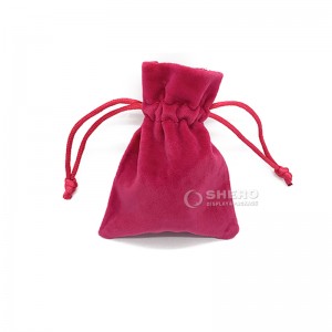 8*13cm Custom Velvet Jewelry Packaging Bag drawstring Pouch with logo