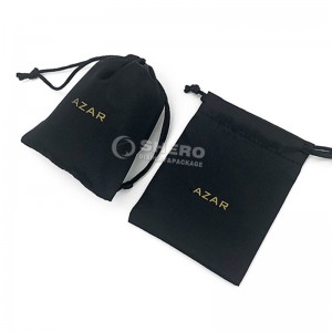 Wholesale Customized Small Dust Silk Satin jewellery Bag Black Drawstring Satin jewelry Pouch with Logo Printing