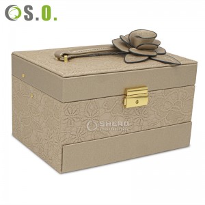 High Grade Custom Design PU Leather Jewelry Storager With flower Carving Jewelry Organizer For Ring Bracelet
