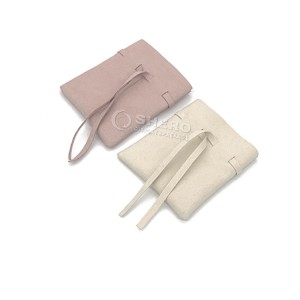 Wholesale Custom Beige Pink Microfiber Suede Jewellery Packaging Bag Drawstring Gift Jewelry Pouches with Logo