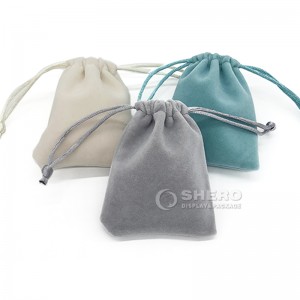 8*13cm Custom Velvet Jewelry Packaging Bag drawstring Pouch with logo