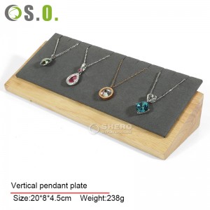 gray cheap necklace solid wood jewelry display pendant wooden tray