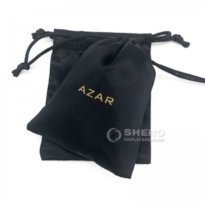 Wholesale Customized Small Dust Silk Satin jewellery Bag Black Drawstring Satin jewelry Pouch with Logo Printing